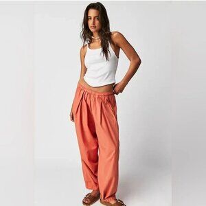 Free People Boho Coral To The Sky Parachute Pants w/Super Wide Leg Size S